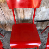 Set of 4 red metal chairs