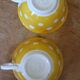 Two Large Yellow Polka Dot Cups Sarreguemines Vintage