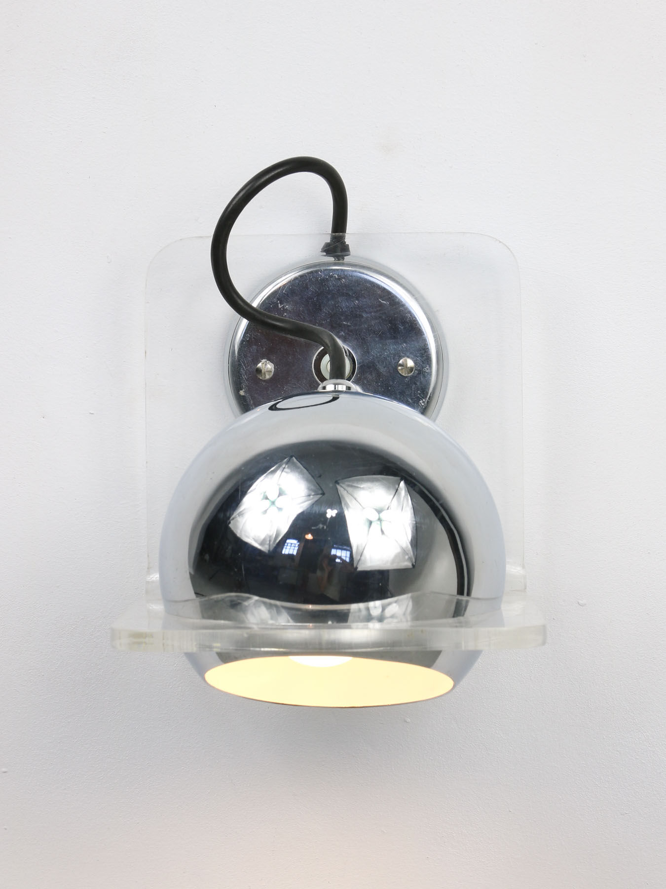 Vintage italian chrome eyeball wall lamp