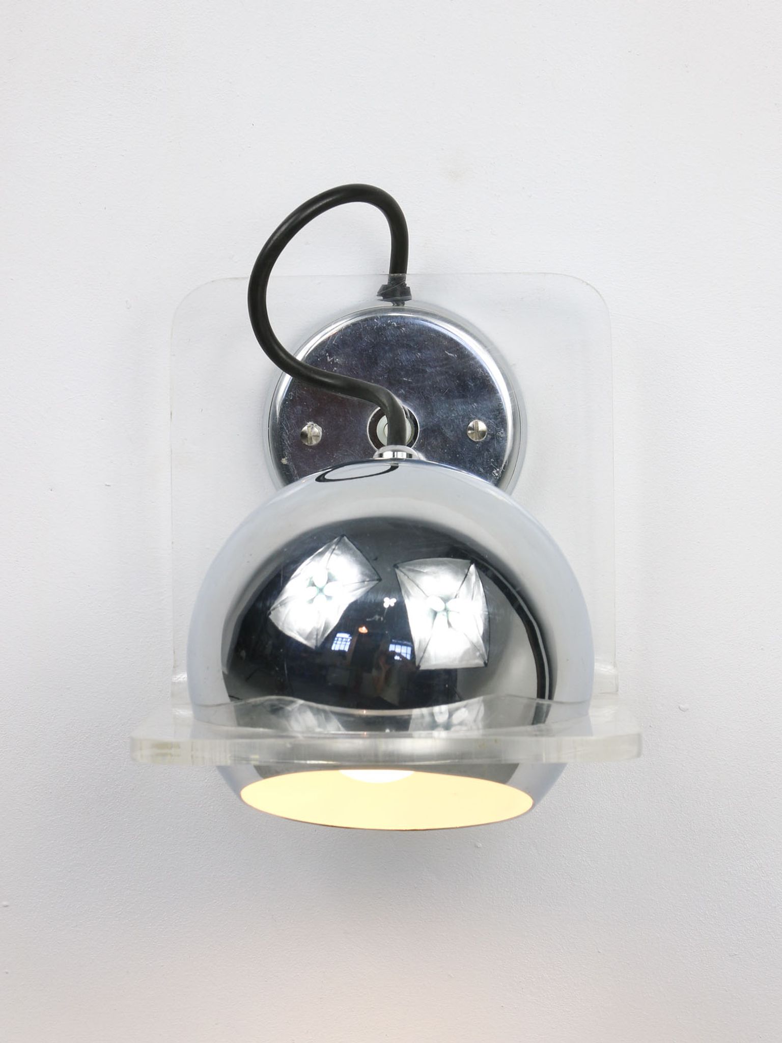 Vintage italian chrome eyeball wall lamp