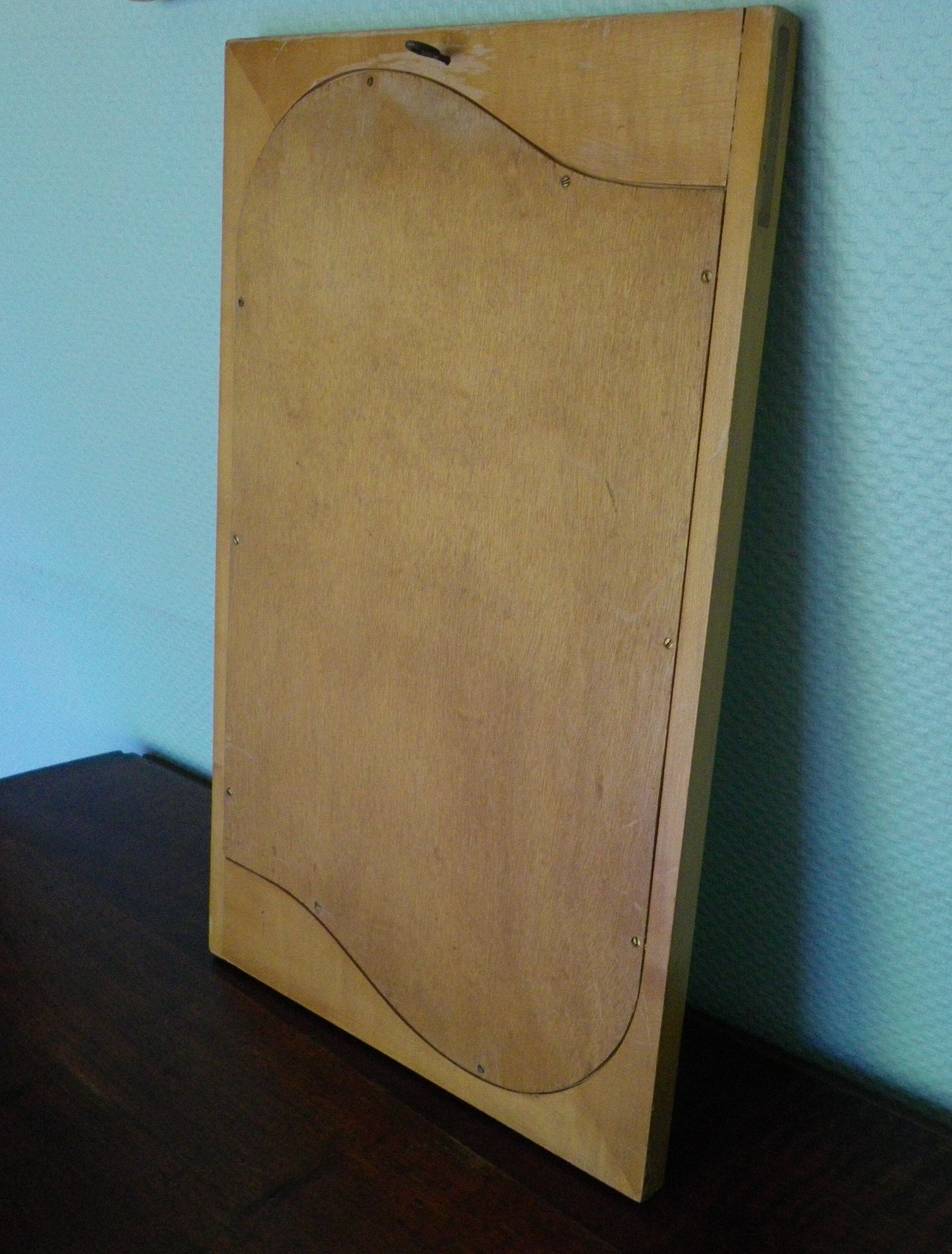 Wall mirror with light wood frame - 1960  54x35cm