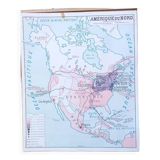 School poster wall map Rossignol Montmorillon South & North America