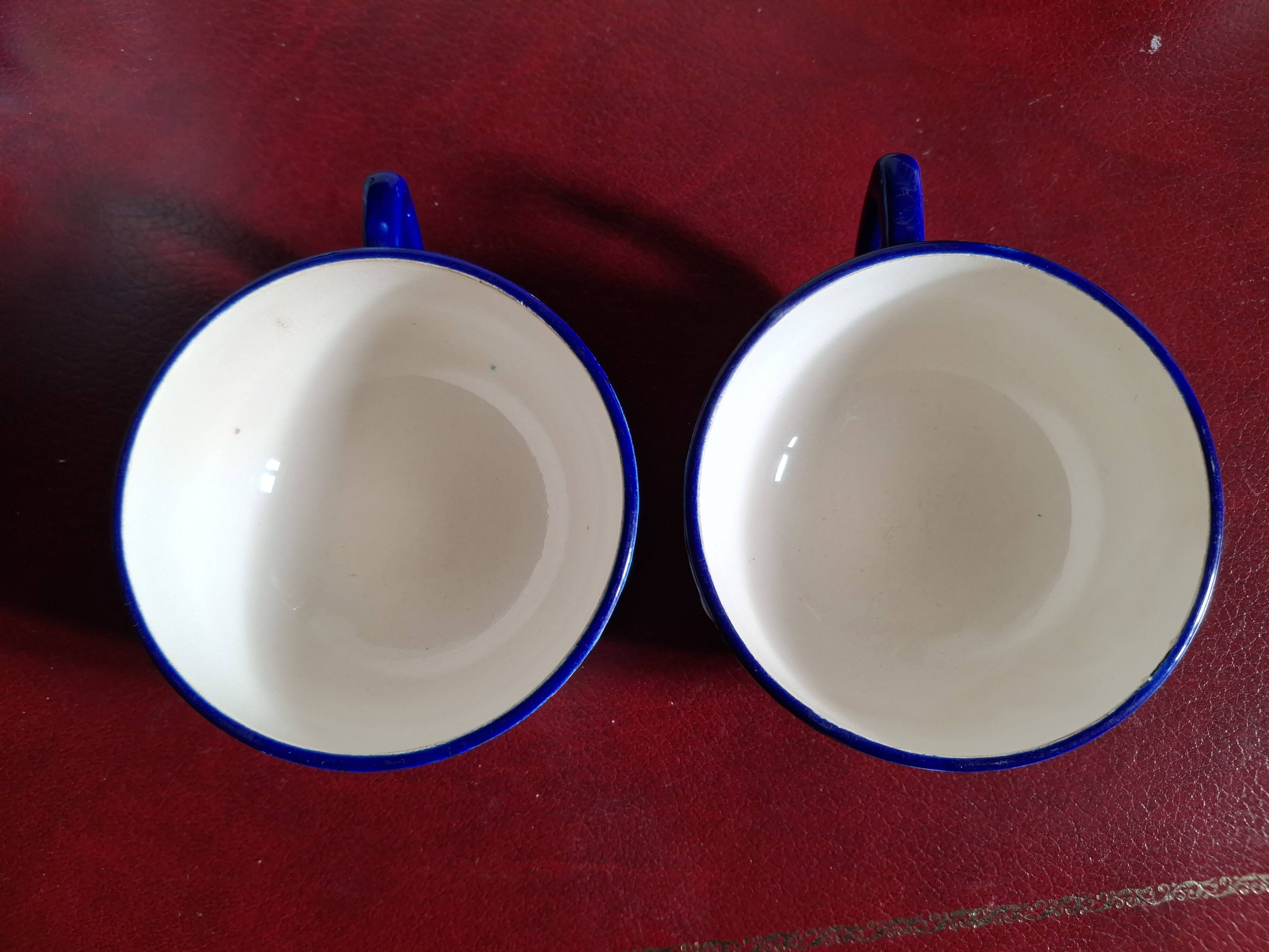 Cloisonné enamel tea service from Longwy in excellent condition.