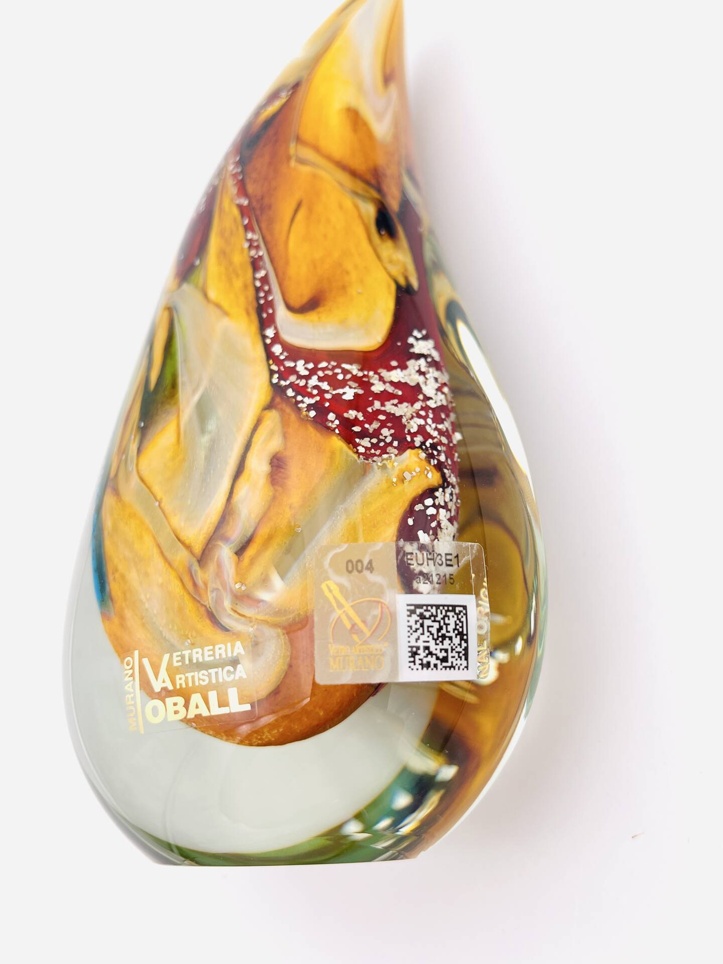 Vase sculpture Murano Gioia Michele Onesto Oball or 24k Sommerso 20cm