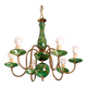 Art Deco Brass and Painted Terracotta Chandelier, 1950s