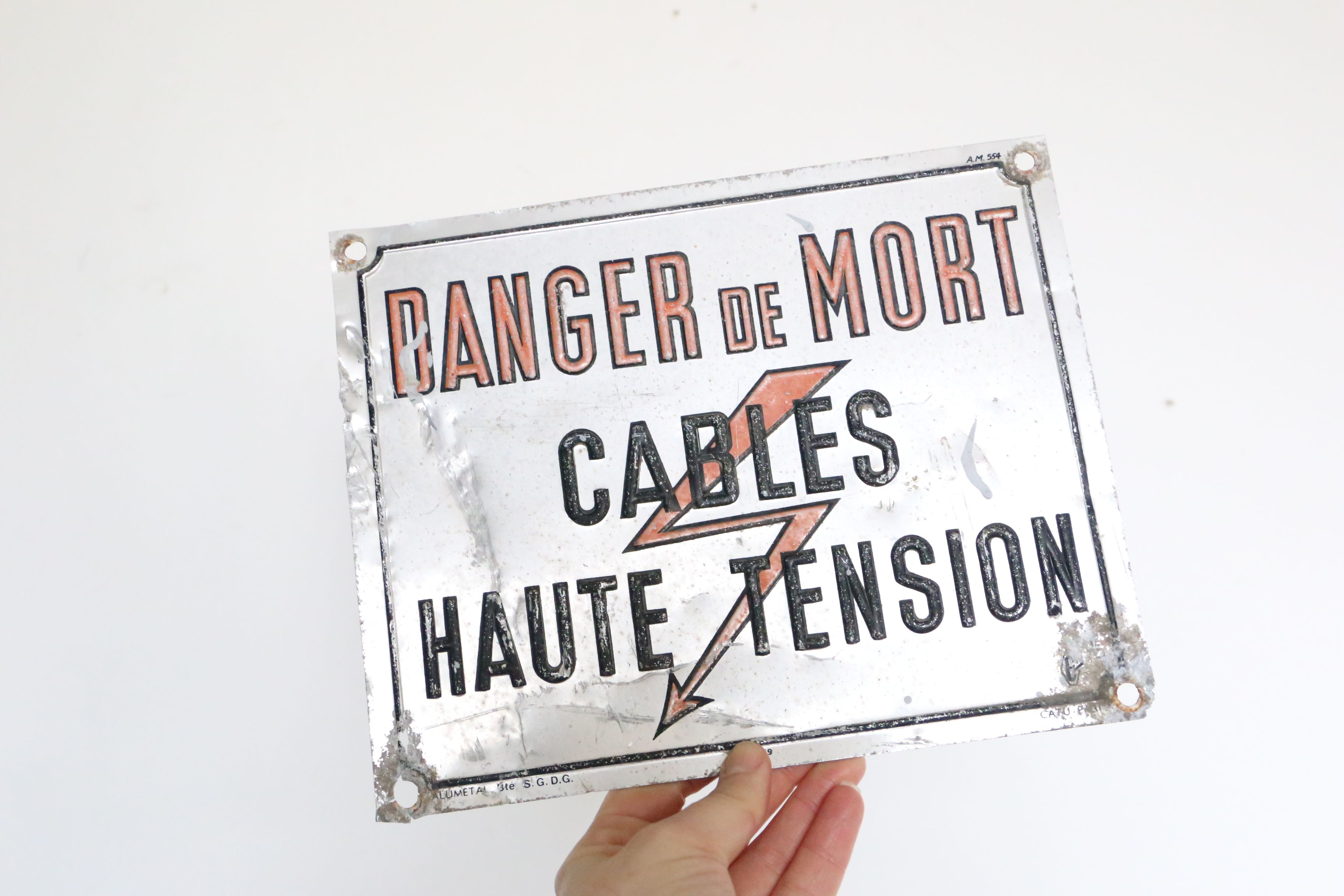 Plaque industrielle d'avertissement Danger de Mort, usine, loft, vintage