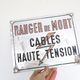 Plaque industrielle d'avertissement Danger de Mort, usine, loft, vintage