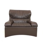 Saporiti Vela Alta leather armchair with ottoman by Giovanni Offredi