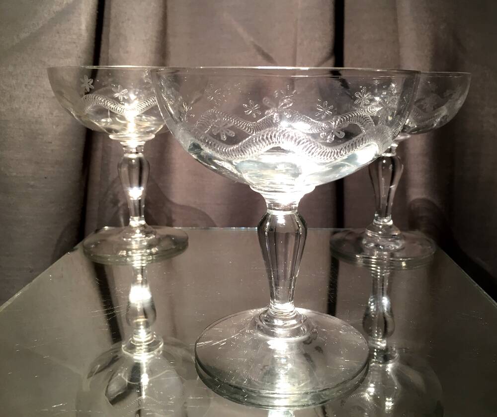 Set of 3 vierzon crystal glasses emma model 1930 1940