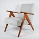 Vintage original armchair 1960s, totally restored, light grey fabric