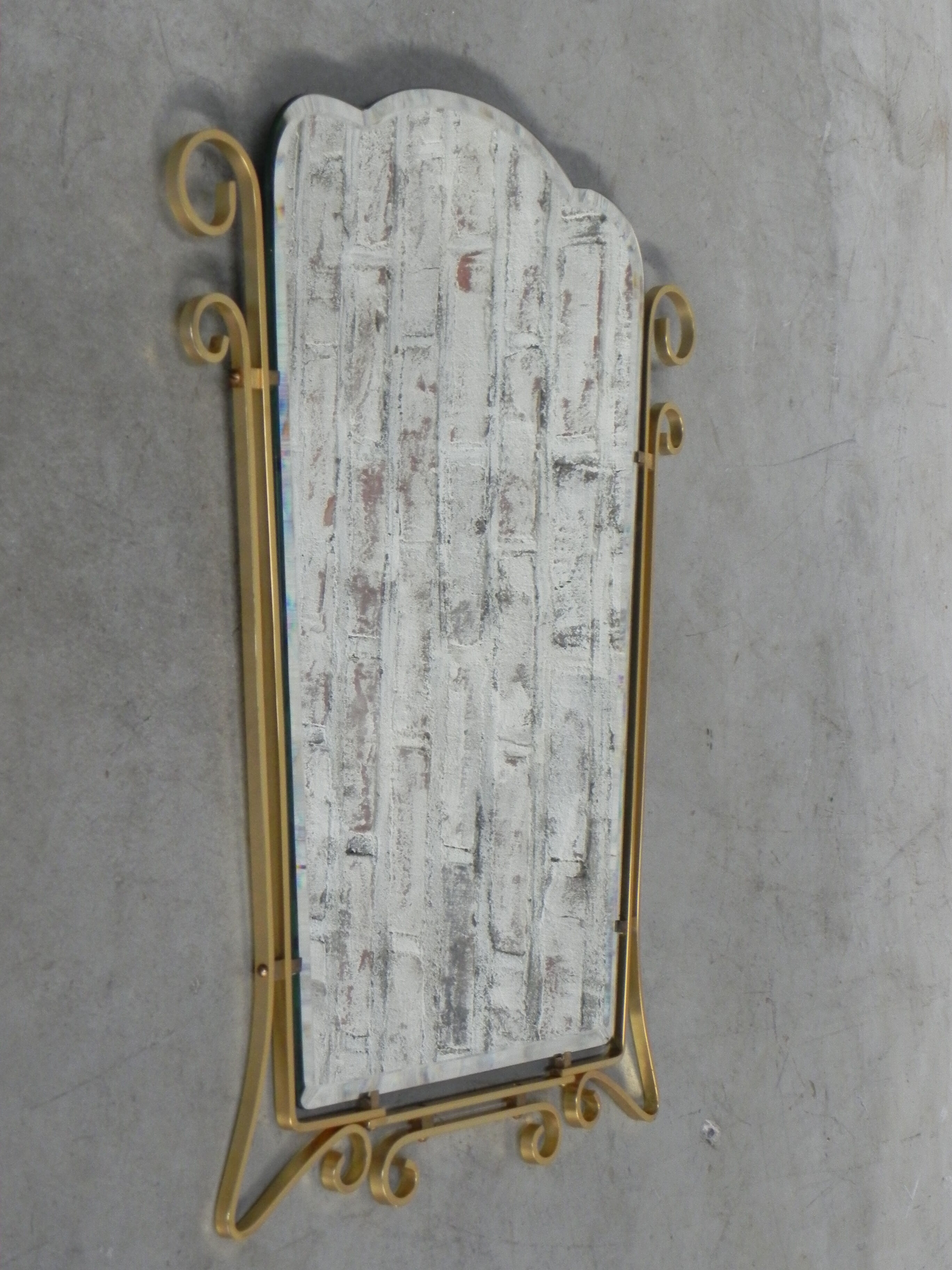 Vintage faceted mirror in aluminum frame 67x54cm