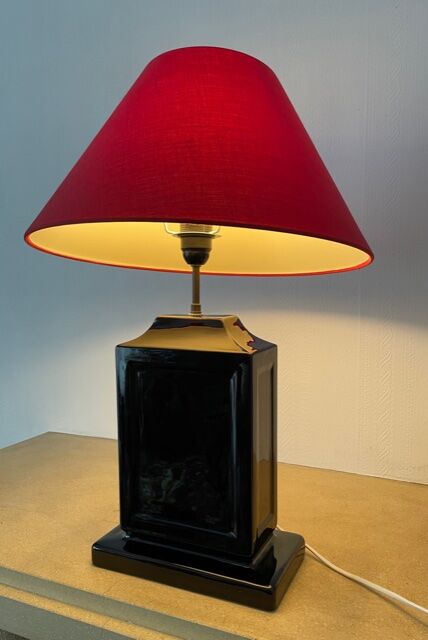 Vintage black ceramic lamp base 1980