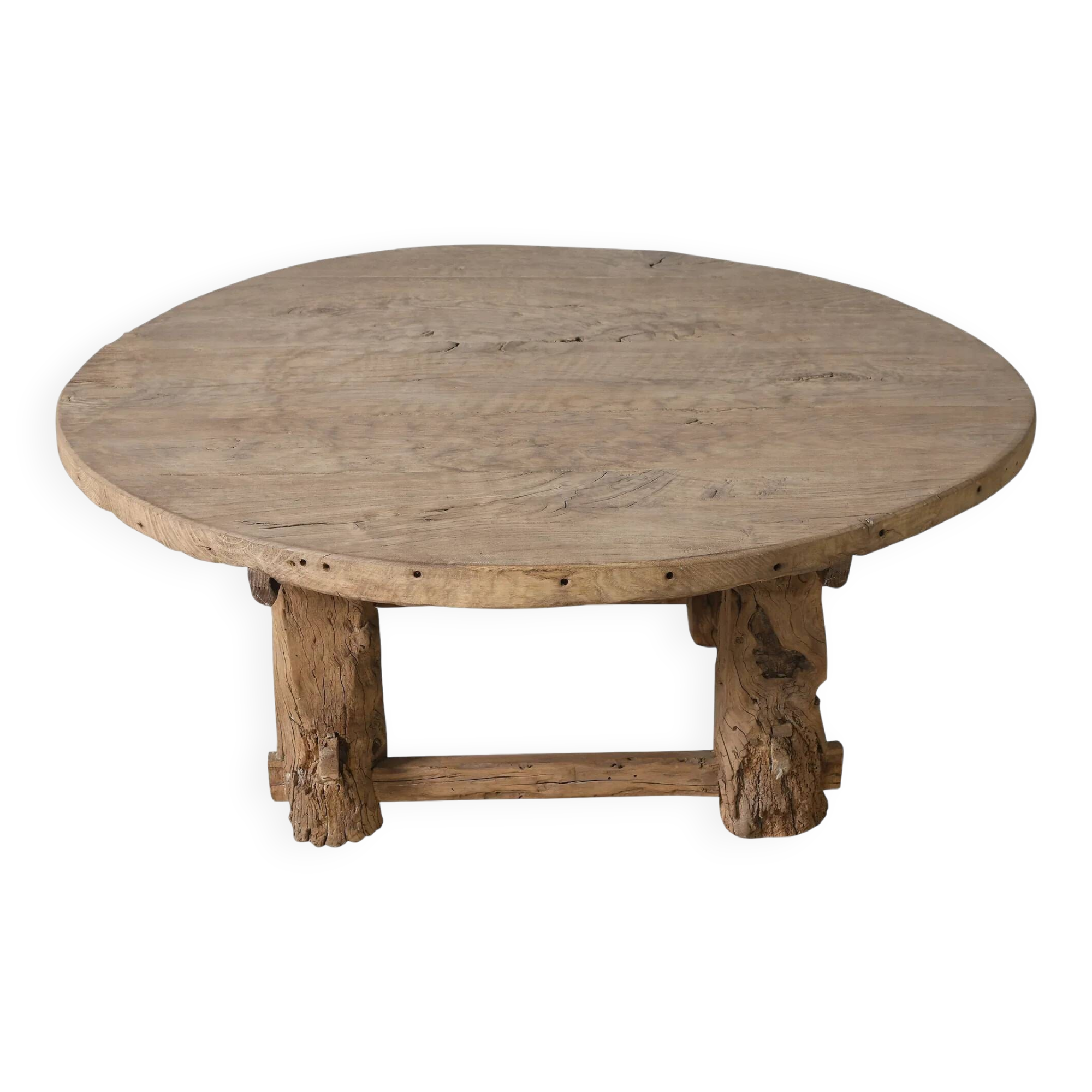 Xianping - Antique round coffee table in solid elm no. 2