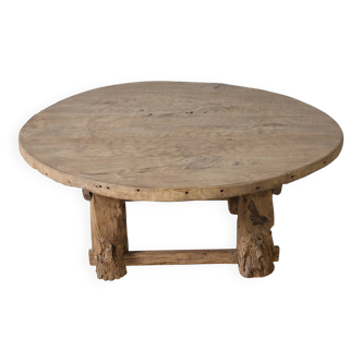 Xianping - Antique round coffee table in solid elm no. 2