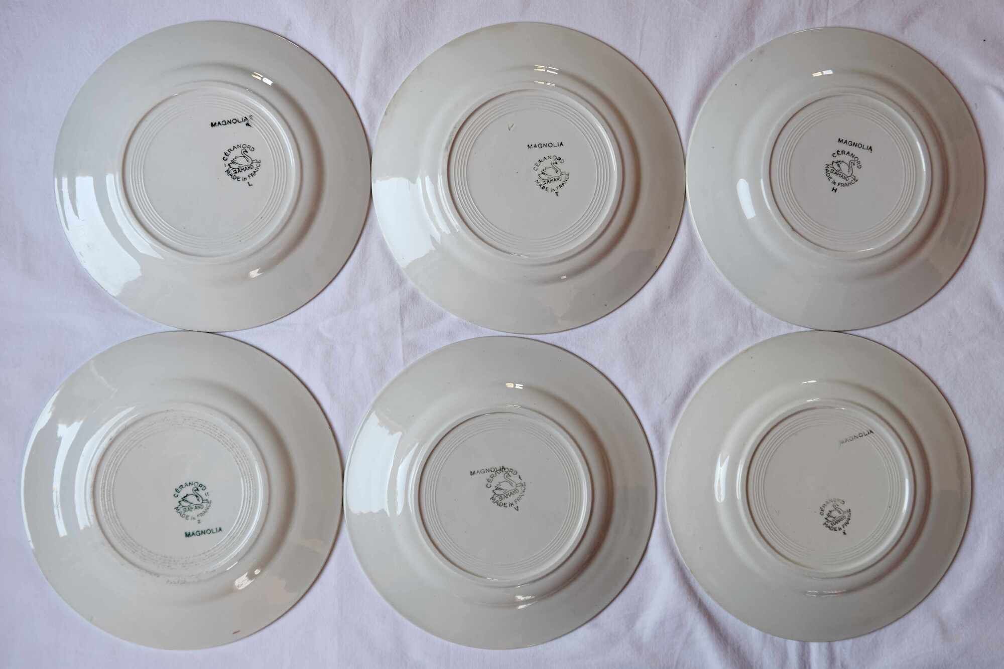 Lot 6 old plates St Amand Ceranord model Magnolia