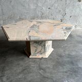 Vintage hexagonal pink and grey marble coffee table, 1980s