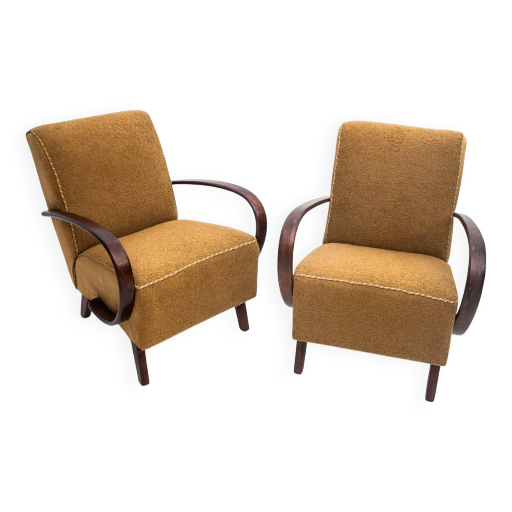 A pair of Art Deco armchairs by J. Halabala from the 1930s, Czech Republic.