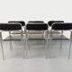 Set of 6 vintage Italian stackable chairs in chrome metal and skai.