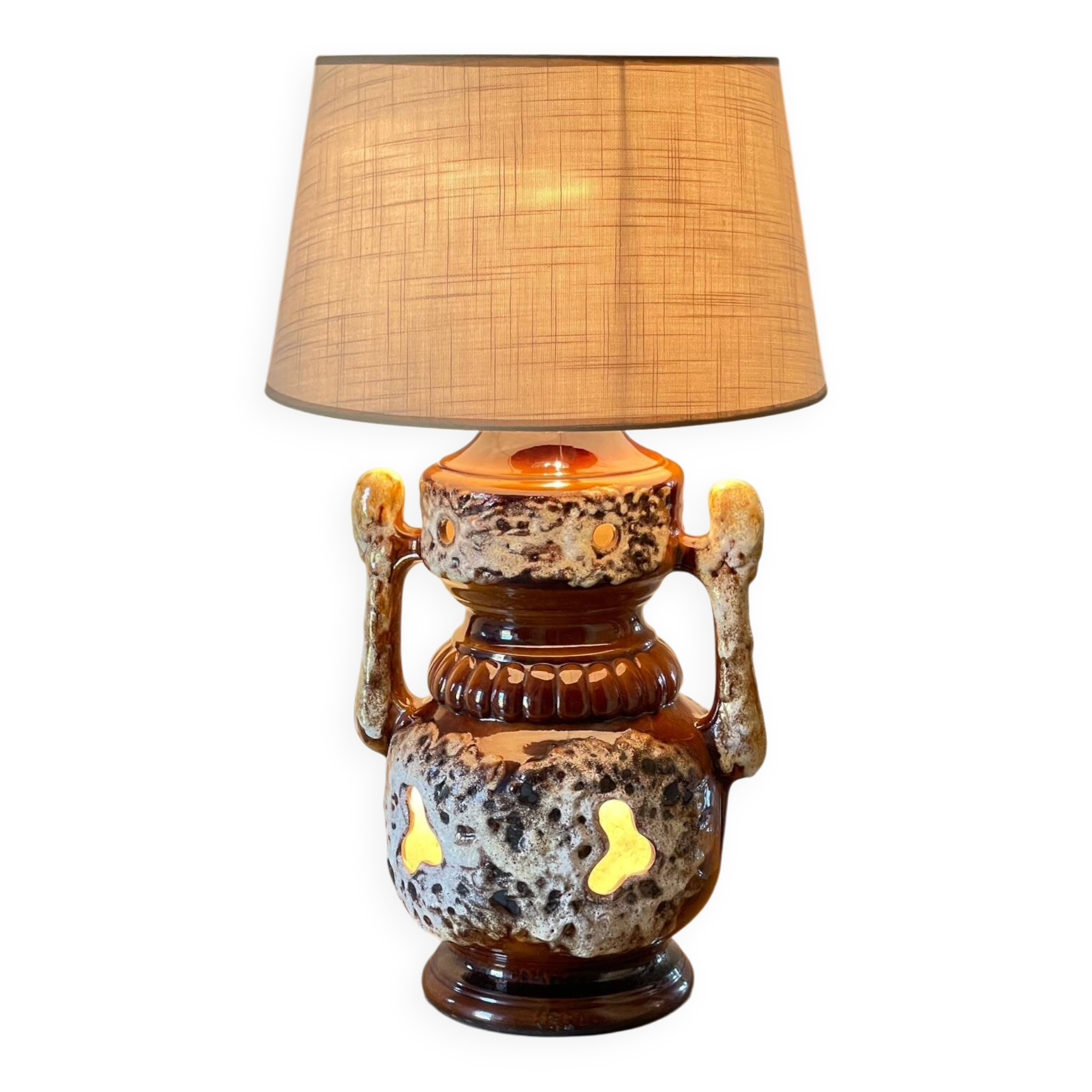 Lamp ceramic fat lava double lighting 70s
