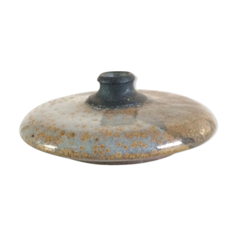 Vintage flat vase in enamelled stoneware