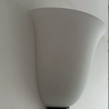 Vintage Vianne glass wall lamps, opaline and brass, Domec France 1970