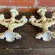 Pair of Double Candelabra Candle Holders CAPODIMONTE Polychrome Ceramic