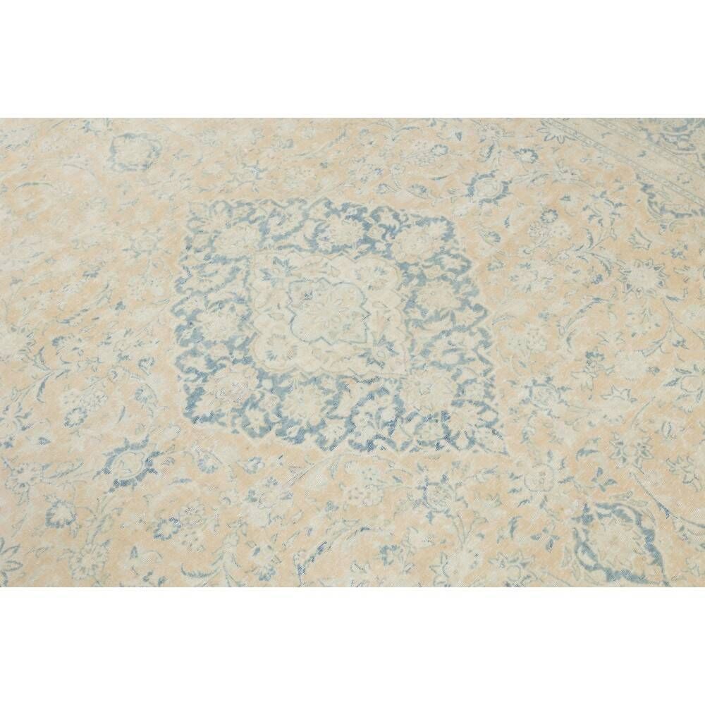 One of a kind Hand-knotted Turkish Area Rug. Vintage Beige Large Carpet for Rustic, Country & Farmhouse Decor