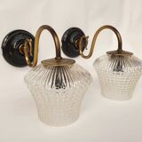 Swan neck and antique glass wall lights