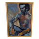 Textured painting of a nude man by Eva Monica Aspberg.