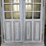 Antique library patinated in whitewashed white