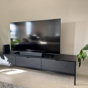 TV cabinet sideboard in metal, steel and leather, Réalto