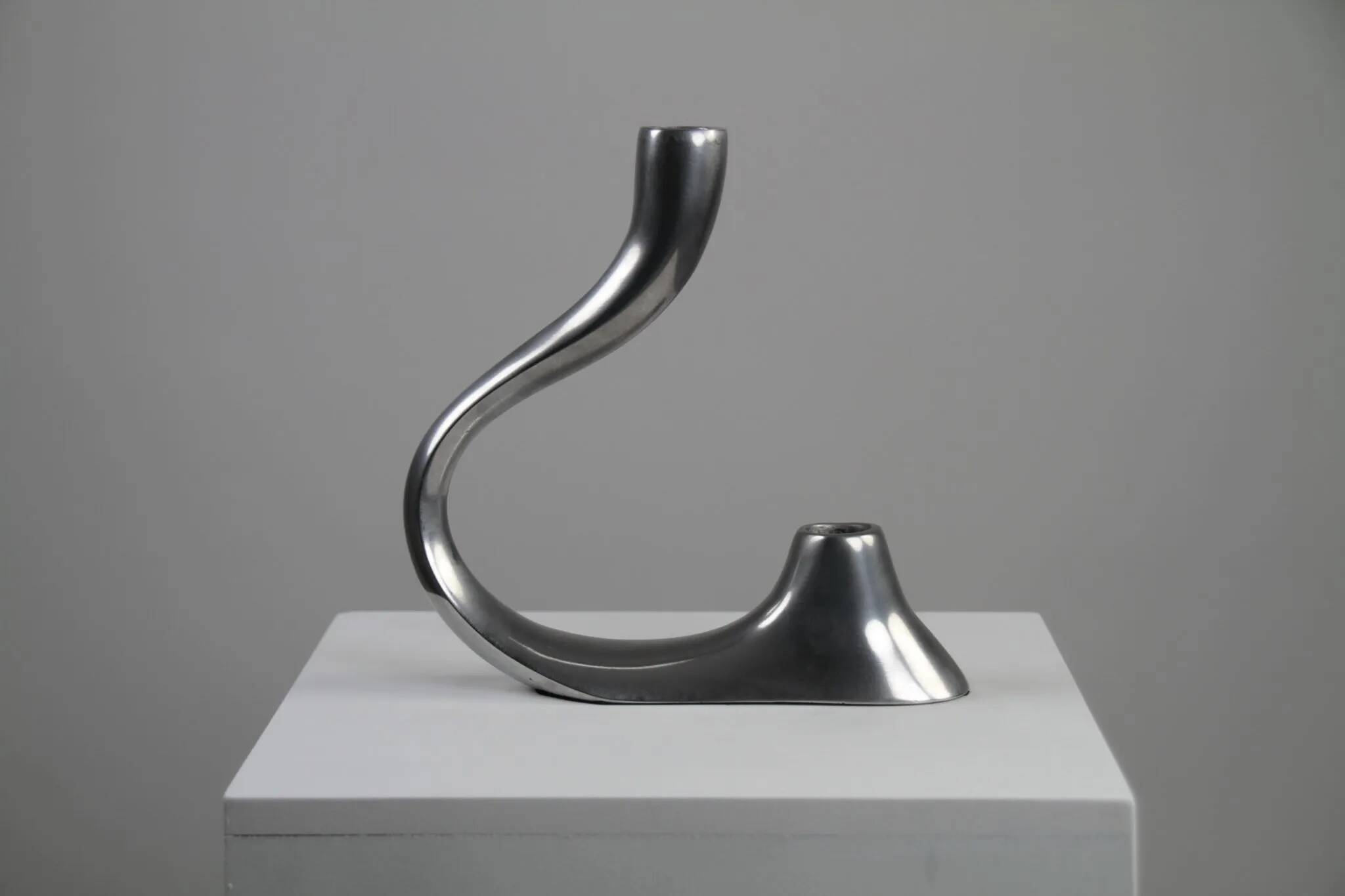 Cast Aluminium Two-Light Candle Holder – Sweden, 1970s