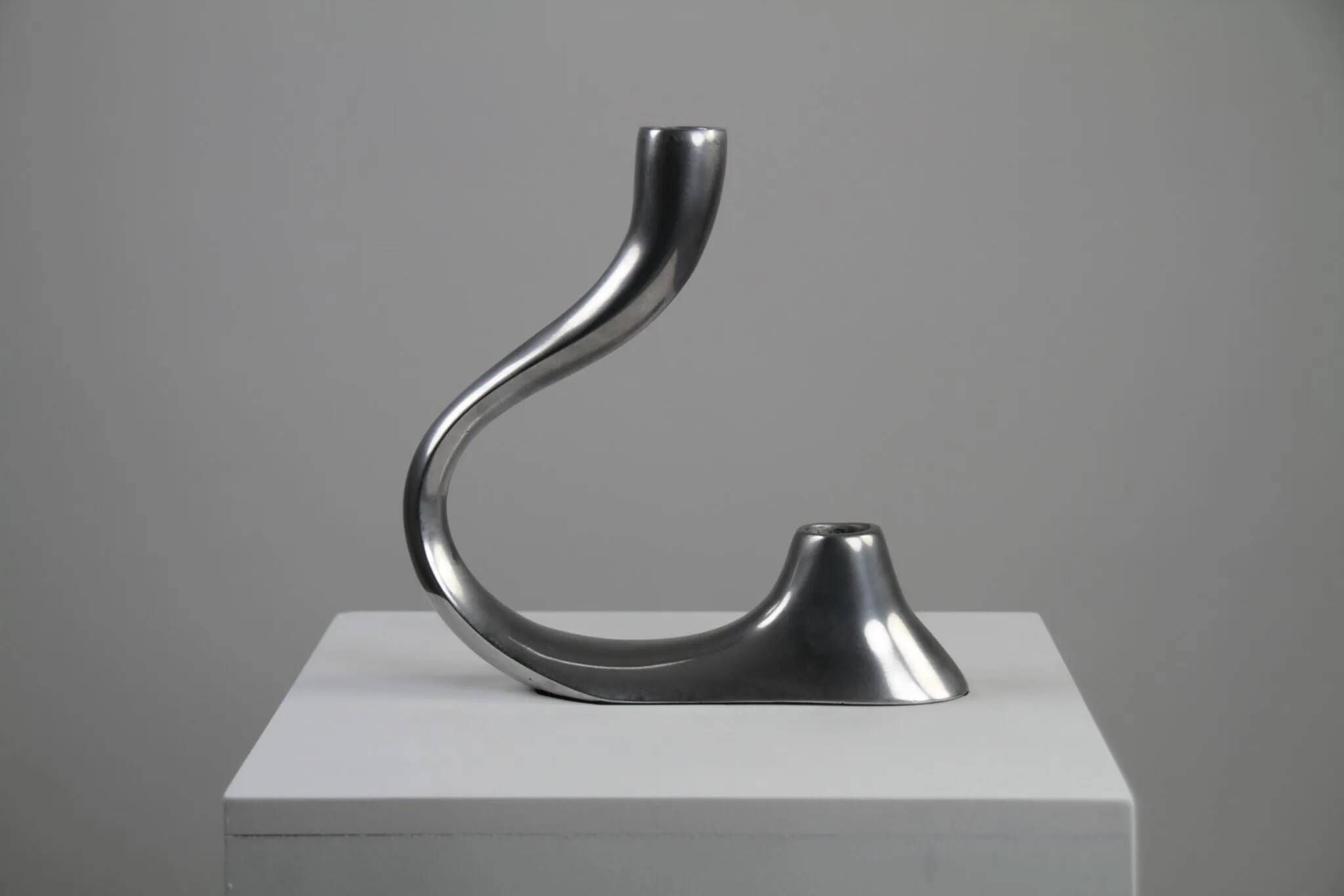 Cast Aluminium Two-Light Candle Holder – Sweden, 1970s