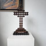 Crucifix sculpture Tramp Art 1900