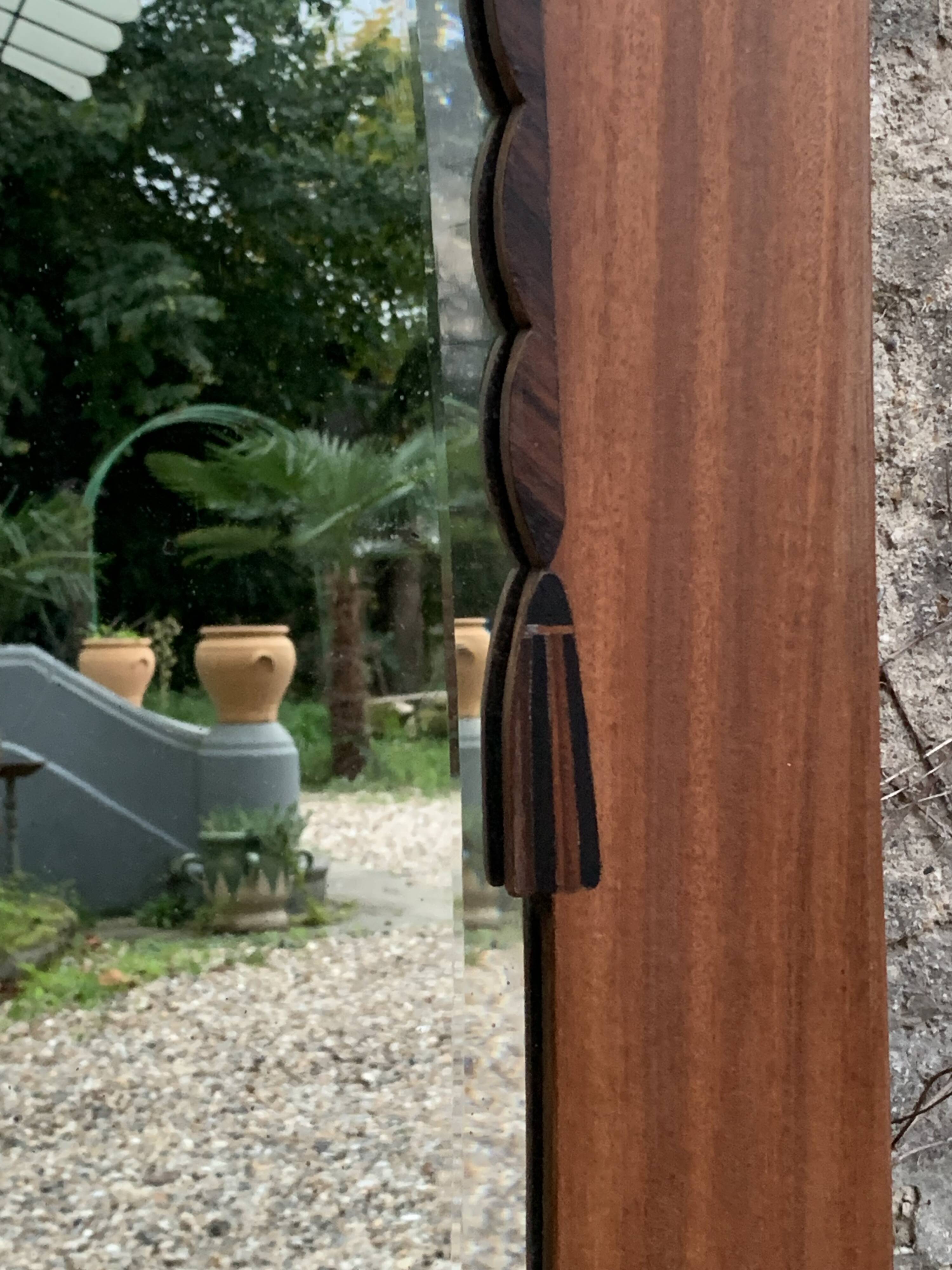 Beveled oval mirror on art deco door Mahogany 79x162