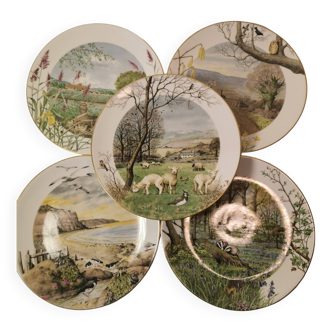 Superb set of 5 ROYAL WORCESTER LIMITED Edition Plates. Model "A COUNTRY CHURCH" by PETER BARNETT