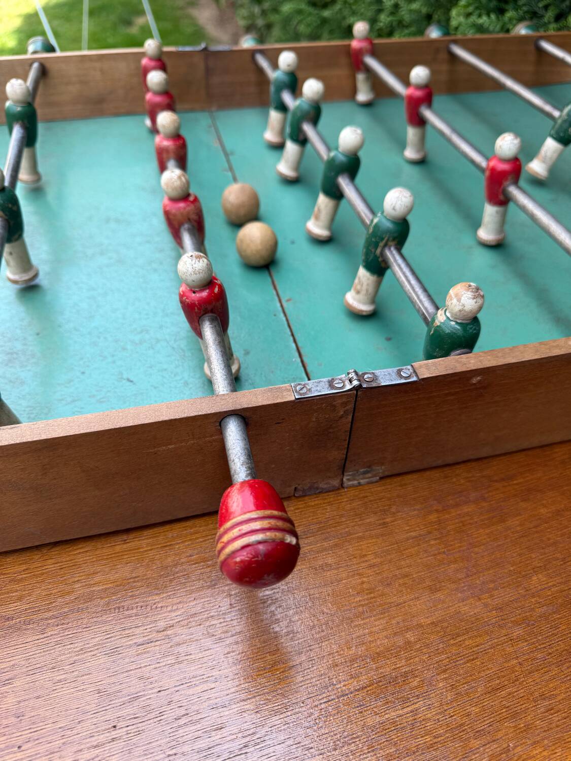 Old foldable table football, 1950s.