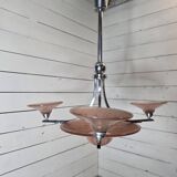 Art Deco chandelier in chromed metal from the 1930s