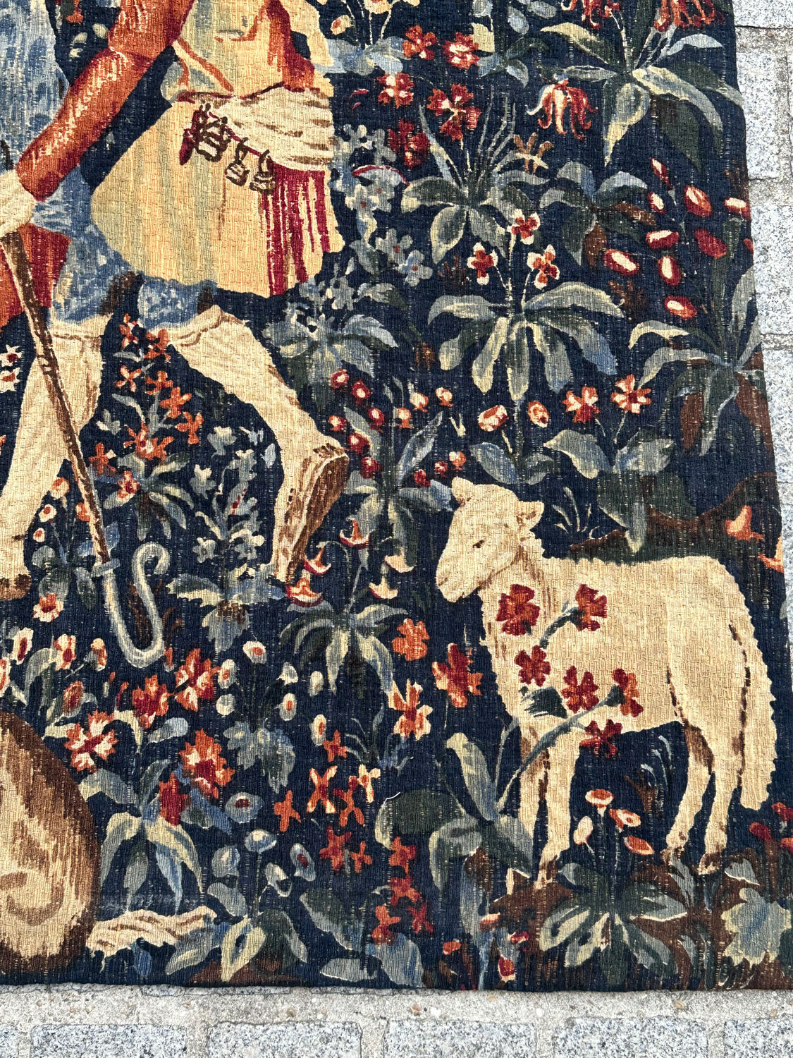 Vintage tapestry hand-screen printed in France