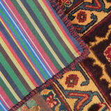 Red vintage patchwork area rug handmade wool living room carpet- 179x248cm