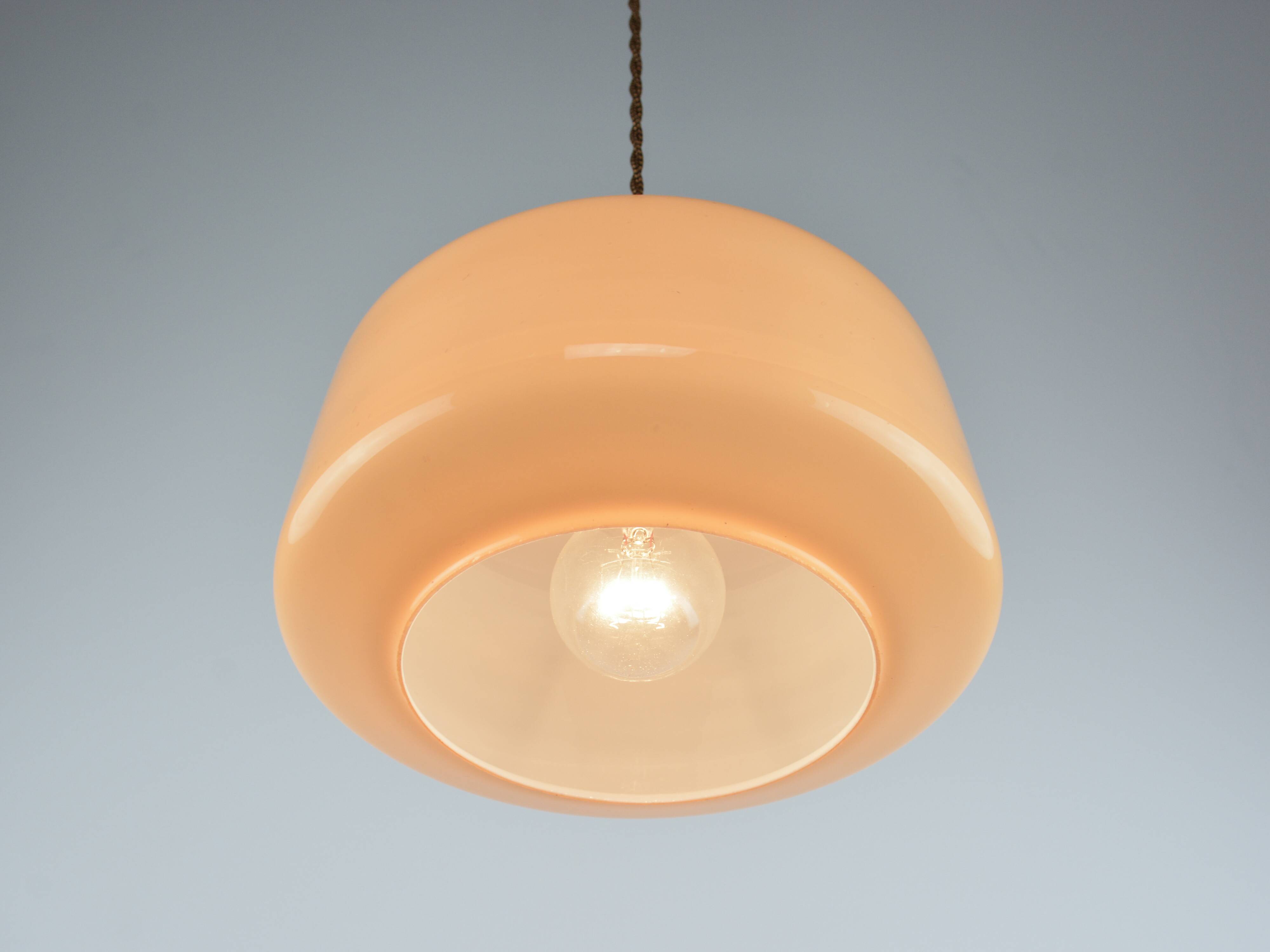 Lampe à suspension vintage en verre marron et laiton