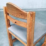 Brutalist Square Model Pine Dining Chairs, 1970s, Set of 6
