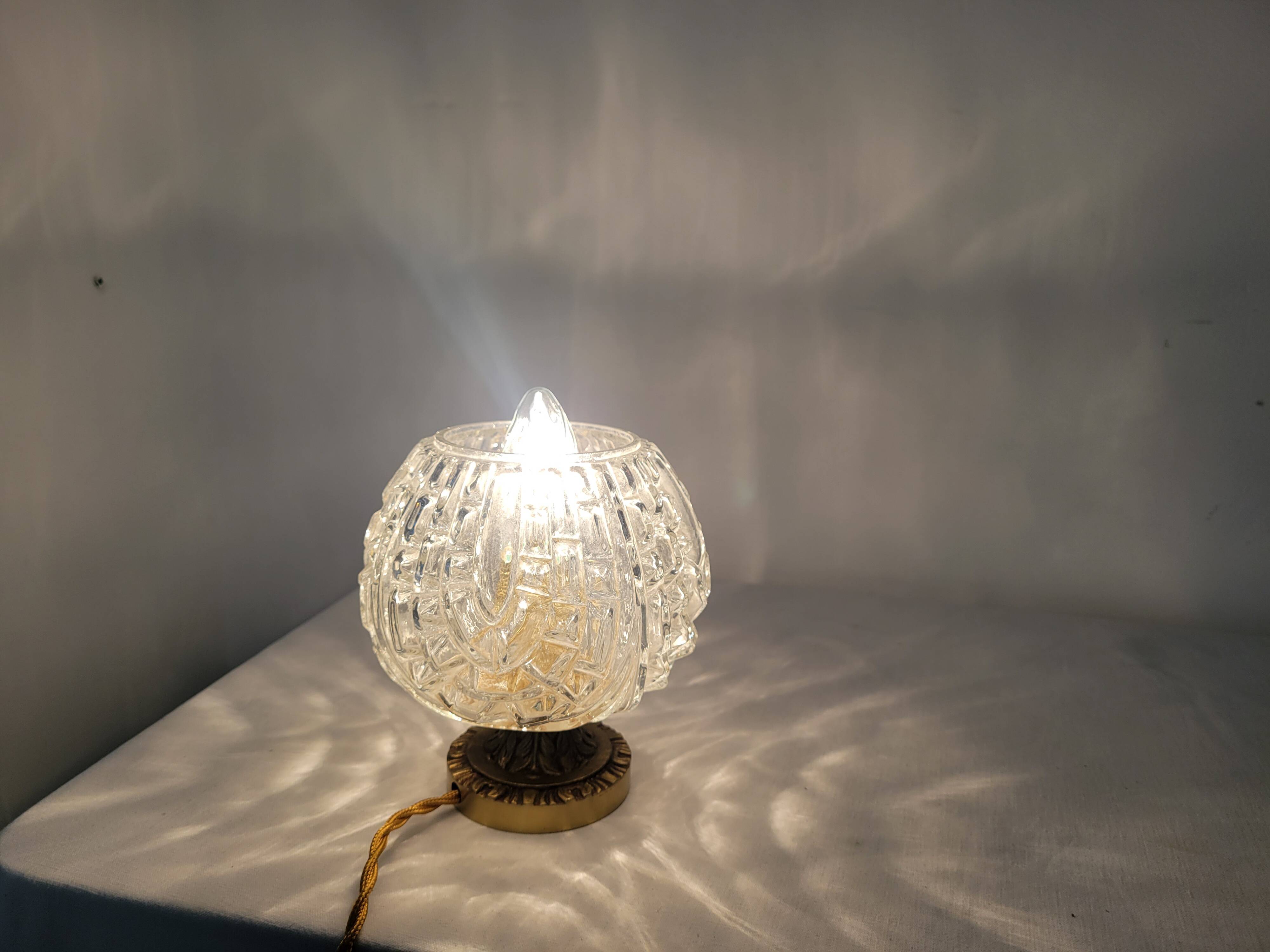 Art Deco bronze and glass lamp