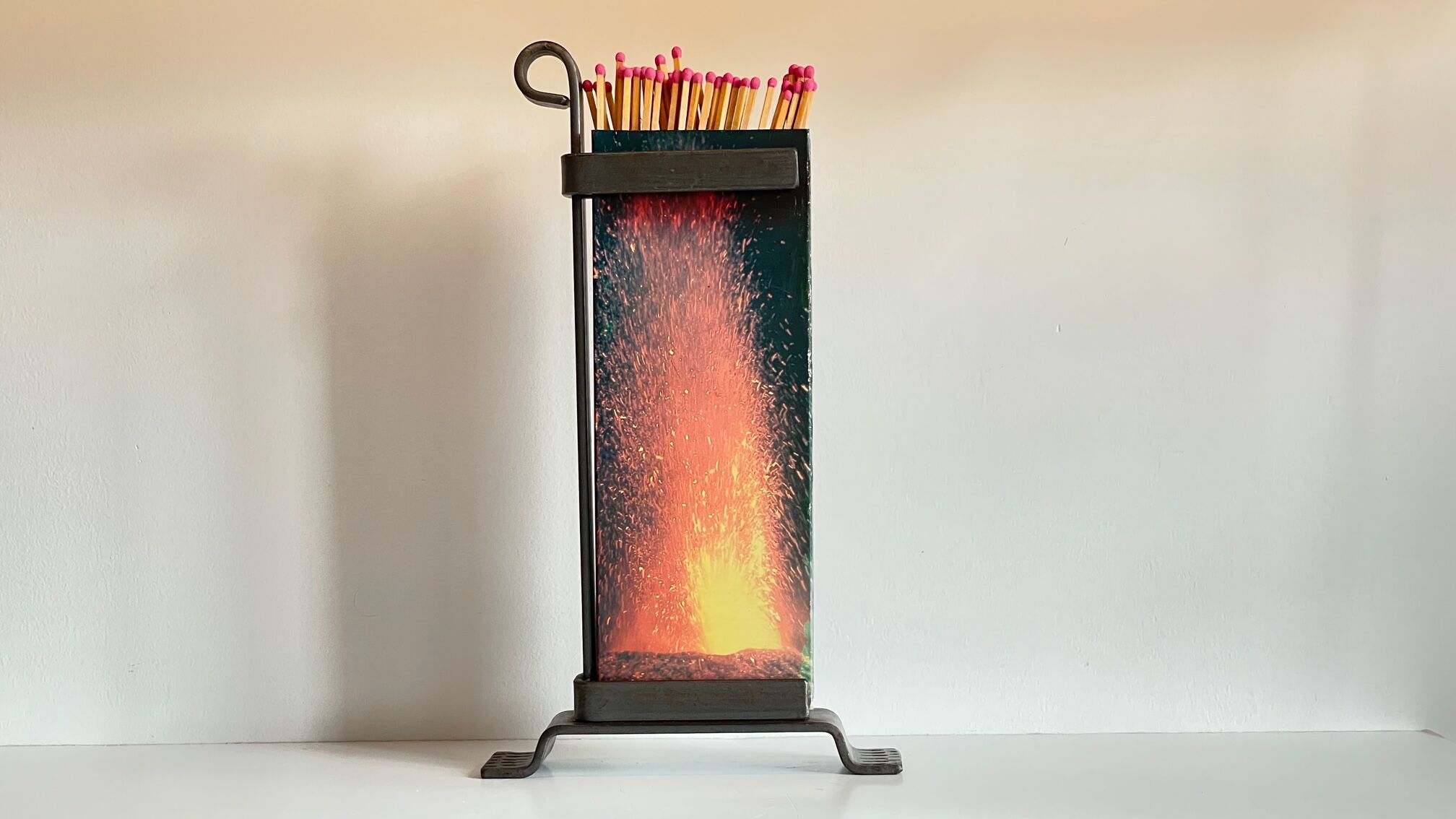 Brutalist Match Holder Steel Chimneys VINTAGE