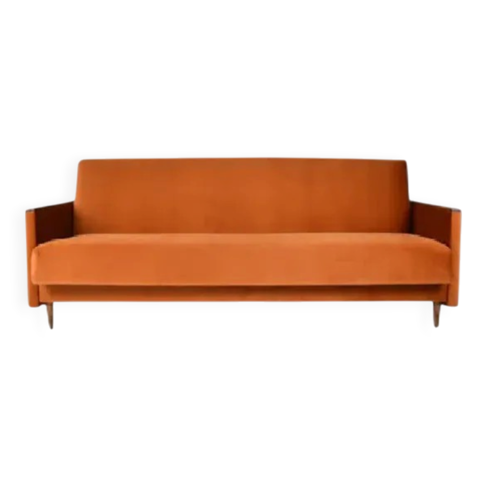 Foldable sofa, reddish velvet, restored, 1960s
