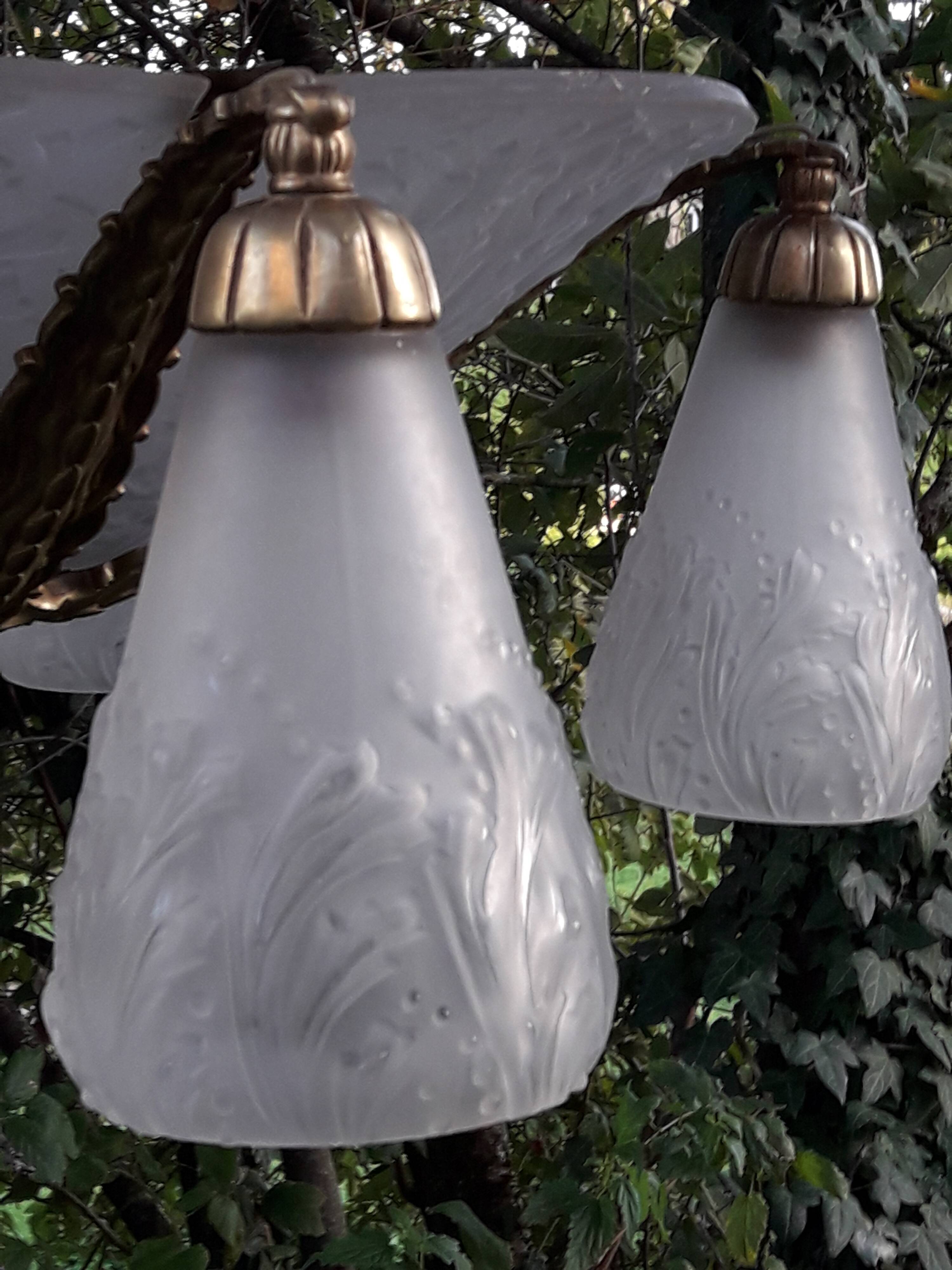 Muller brothers Luneville brass chandelier 1920/1930