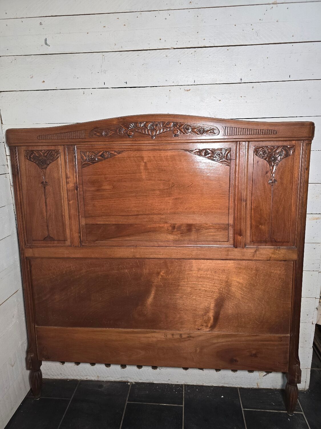 Art Deco walnut headboard