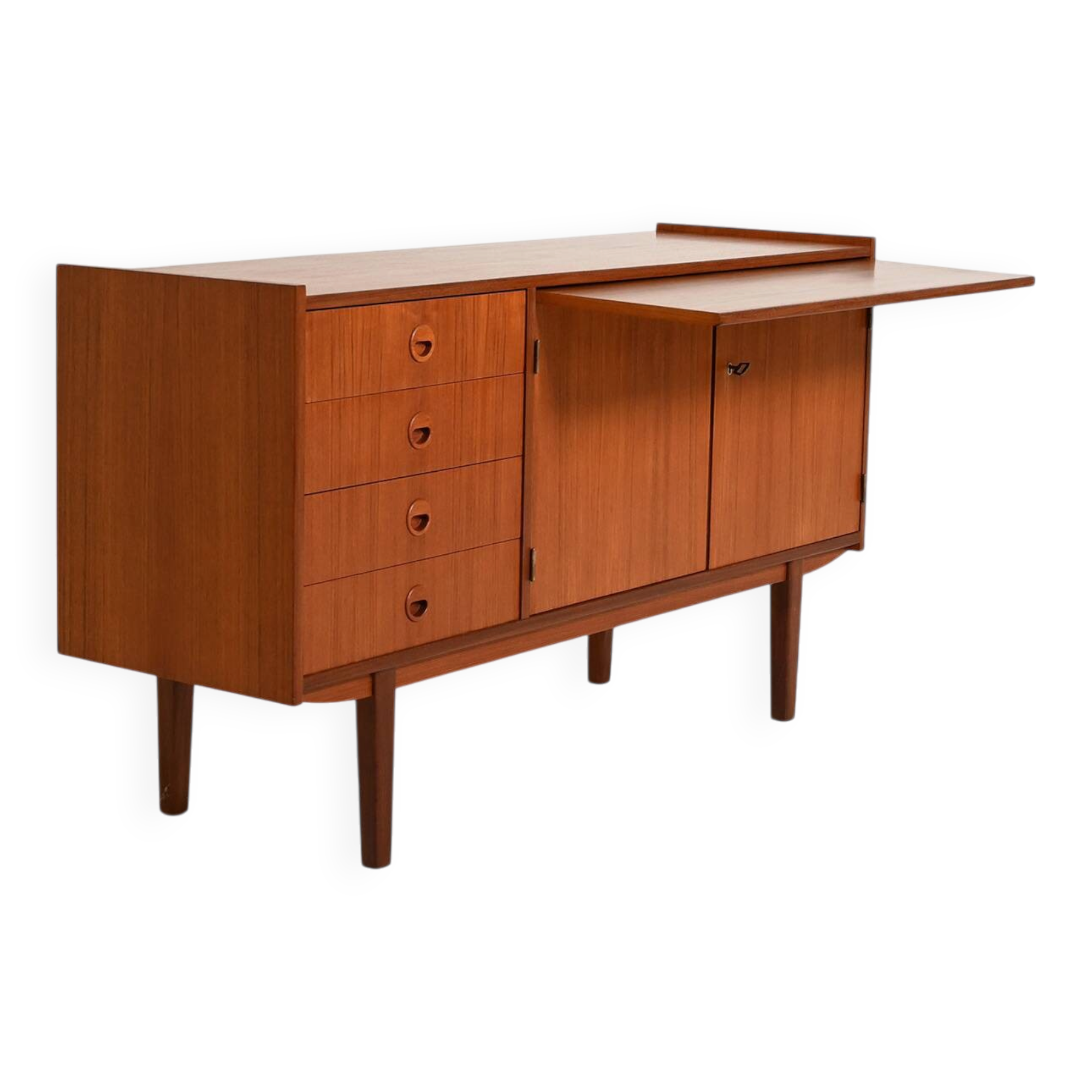 Scandinavian teak sideboard with pull-out shelf, 1960s