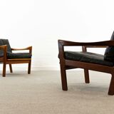 Paire de fauteuils noir par Illum Wikkelsoe pour Niels Eilersen, Danemark