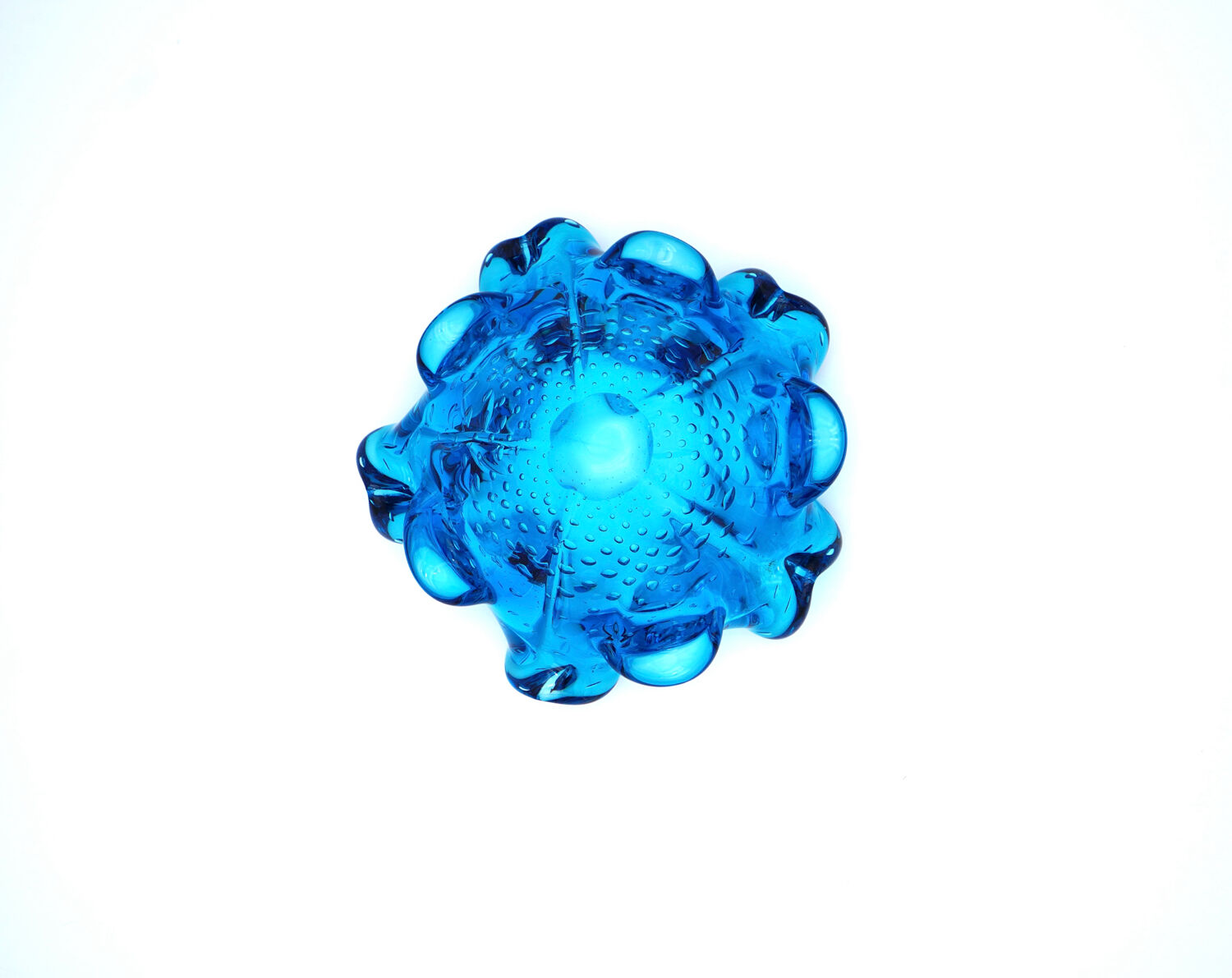 Murano Sculptural Bowl — "Bullicante" Aquamarine Blue — 1950